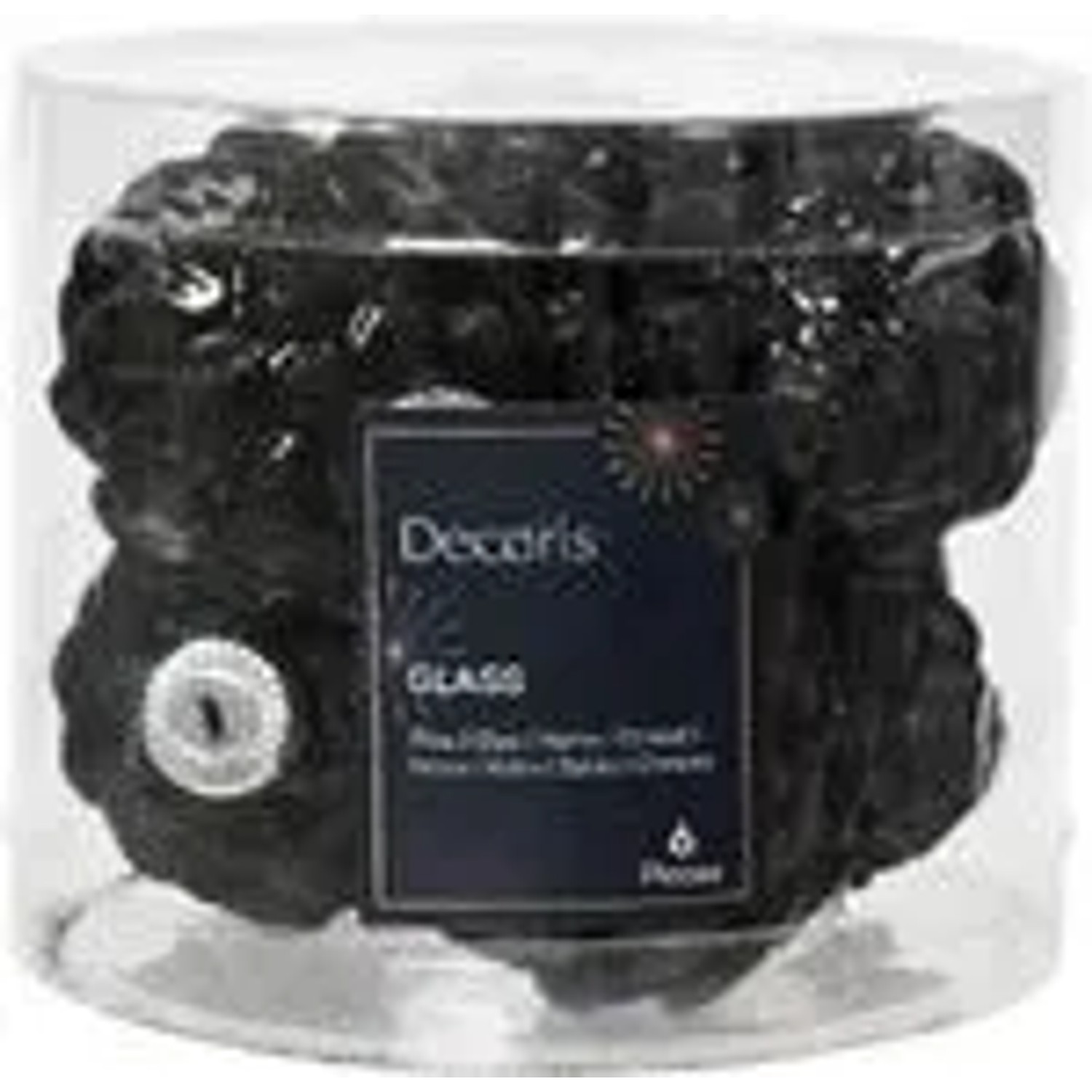 Kaemingk Christbaumschmuck Zapfen Glas  5 cm Laenge 7 cm 6 Stueck Schwarz