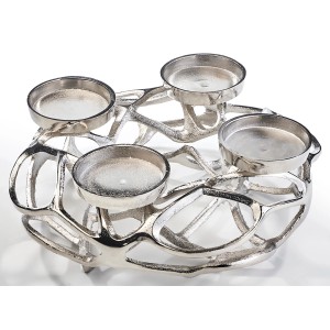 Silberner Kobolo Kerzenhalter Adventskranz aus Metall für 4 Kerzen.