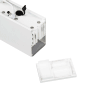 Detailaufnahme der LUXULA LED Büroleuchte (weiß) mit geöffnetem Batteriefach. Ideal für Schreibtisch & Büro.