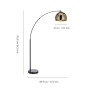 Teamson Home Bogenlampe in Gold und Schwarz, eine moderne Deckenfluter für das Wohnzimmer.