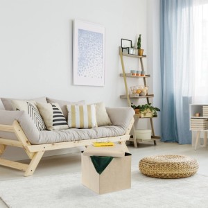 Relaxdays Sitzhocker Samt Creme mit Stauraum Faltbar 38 cm x 38 cm x 38 cm 2,3 kg