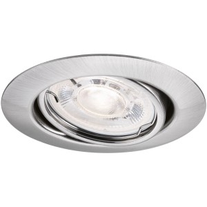Runder, schwenkbarer LED-Einbaustrahler GU10 Flat aus gebürstetem Eisen für Decken.
