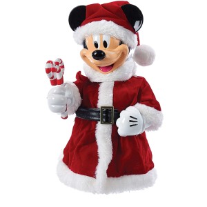 Disney Baumspitze Mickey Maus als Weihnachtsmann, rot-weiß, mit Zuckerstange.