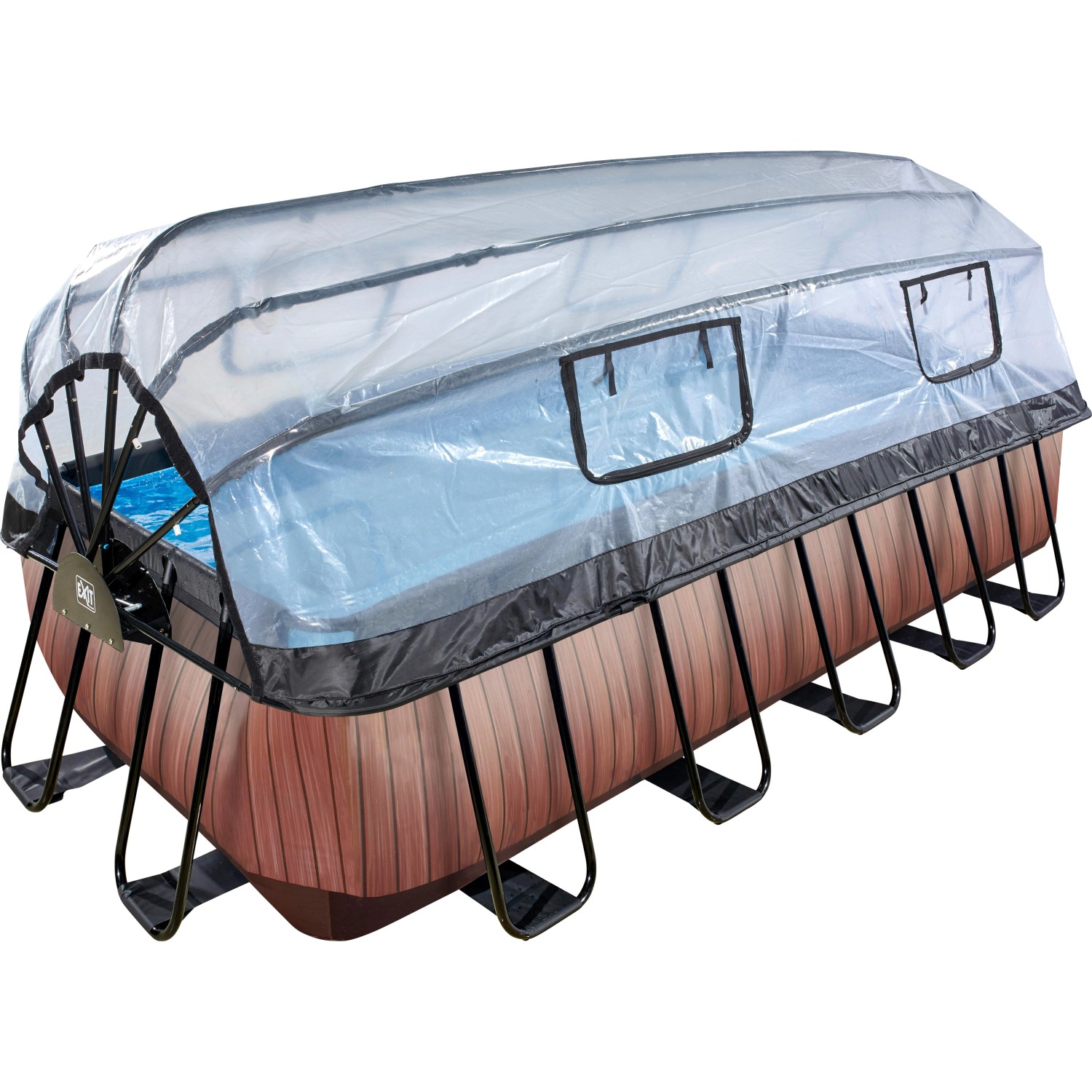 EXIT Wood Pool Braun 540x250x122cm m. Sandfilterpumpe u. Abdeckung günstig online kaufen