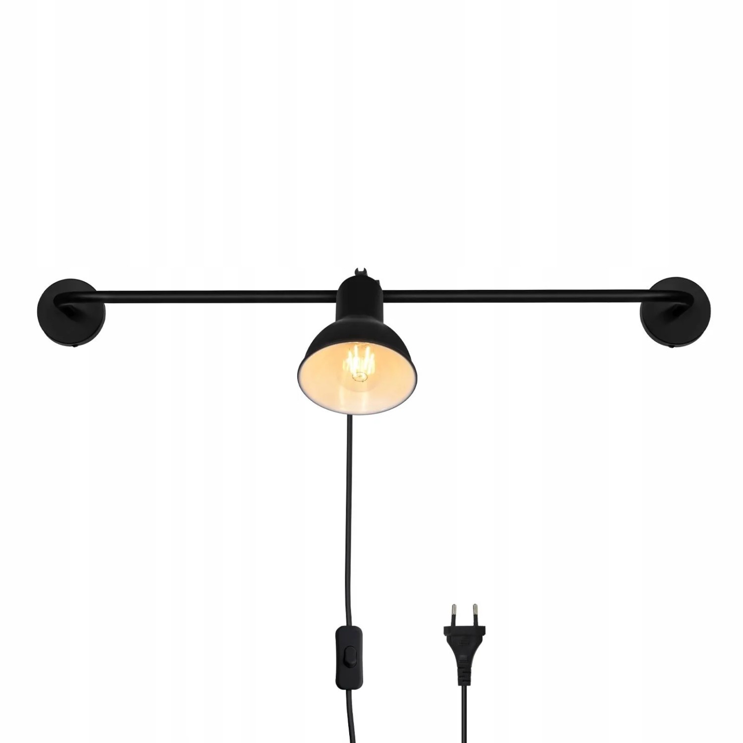 NETTLIFE Applique Murale Noire Avec Prise Interrupteur Vintage Métal Industriel Rétro E27