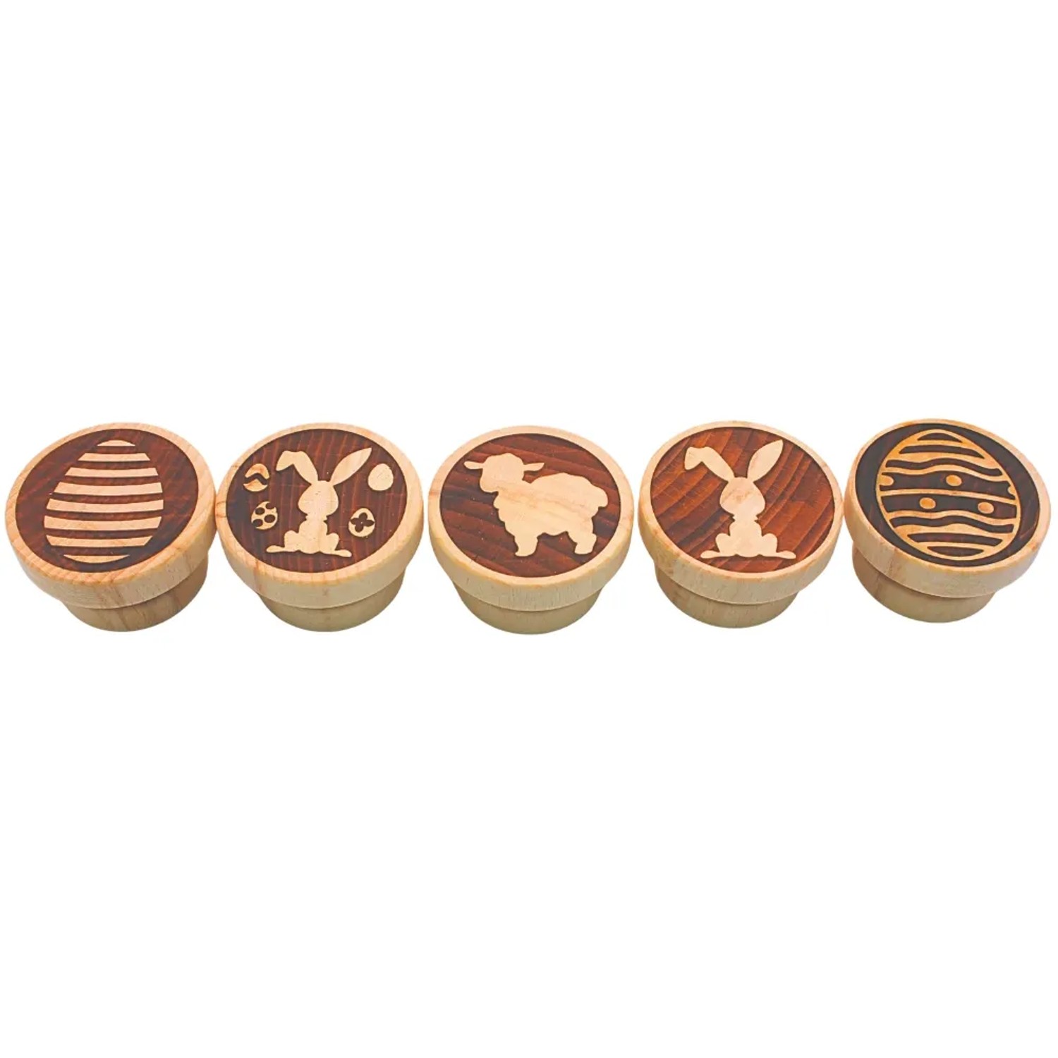 Dekohelden24 5er Set Teigstempel Holzstempel Stempelset aus Holz mit Ostermotiven Made in EU Maße eines Stempels L/B/H 5 x 5 x 3 cm