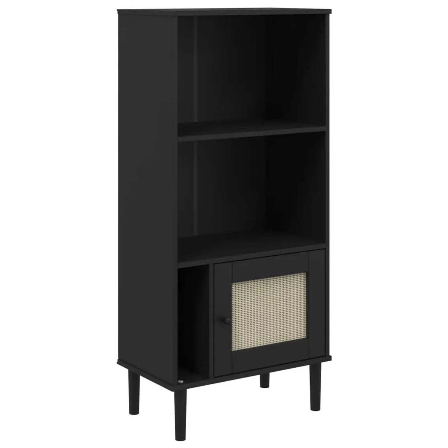 vidaXL Bücherschrank SENJA Rattan-Look Schwarz 60x35x130cm Kiefernholz 358060