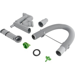 Prevex Smartloc Küchenablauf für 1 Becken, grau, mit Zubehör für Spüle und Spülmaschine.