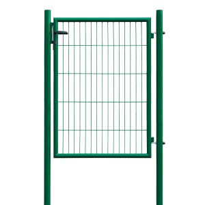 Grünes Einzeltor (125x100cm) für Einstabmattenzaun, Komplettset mit Pfosten und Schloss.