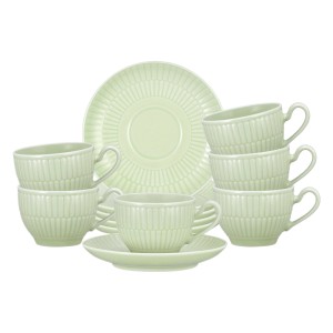 Seltmann Weiden Amina Espressotassen-Set (6-teilig) mit Untertassen in Seladon.