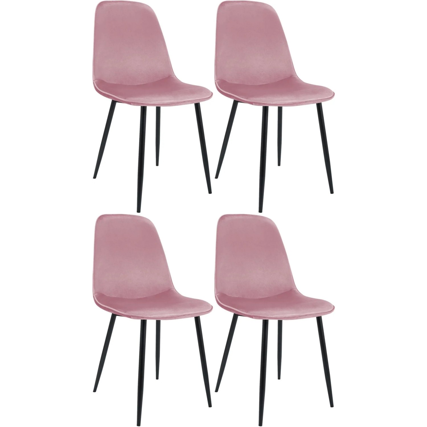 CLP 4er Set Esszimmerstuhl Maryam rosa/Samt
