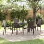Braune 5-tlg. vidaXL Garten Essgruppe aus Poly Rattan mit Tisch und 4 Stühlen für den Garten.