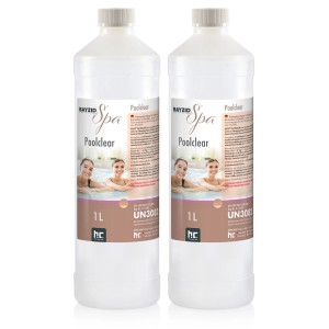 Zwei Flaschen Bayzid Spa Poolclear 1l zur Trübungsbeseitigung im Pool.