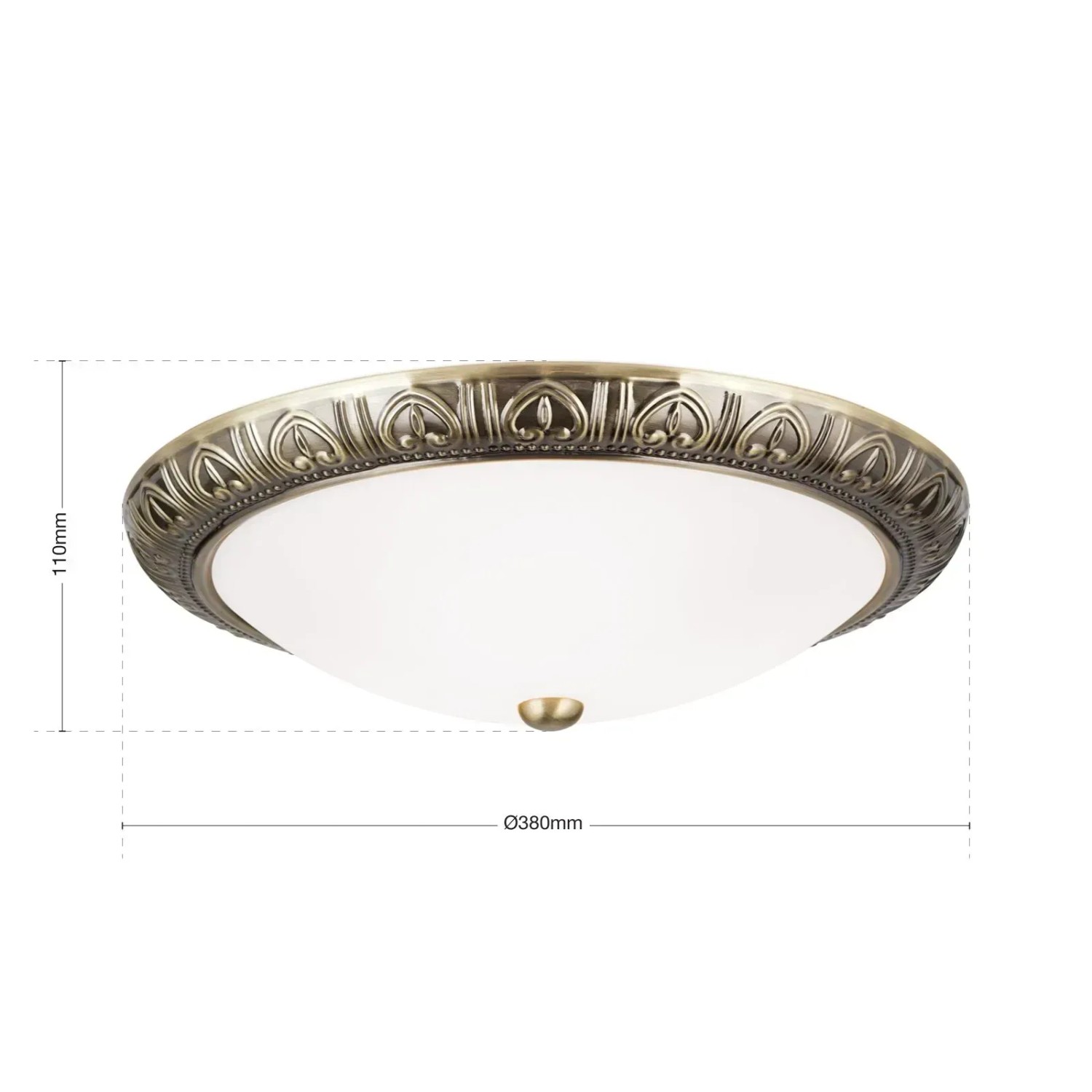 Antike Deckenleuchte Pankok Ø 38cm von Orion Leuchten mit bronzefarbener Metallfassung und strukturiertem Glas.