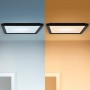 Schwarzes WiZ Smart Deckenpanel, eckig, mit kaltweissem und warmweissem Licht.