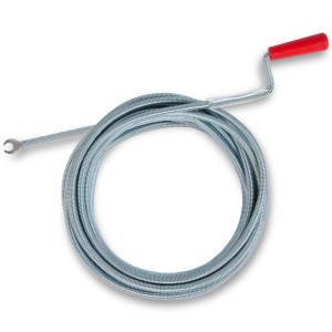 EBERTH Rohrreinigungsspirale, 8m lang, 9mm Durchmesser, mit rotem Griff. Für Rohre ab 40mm.