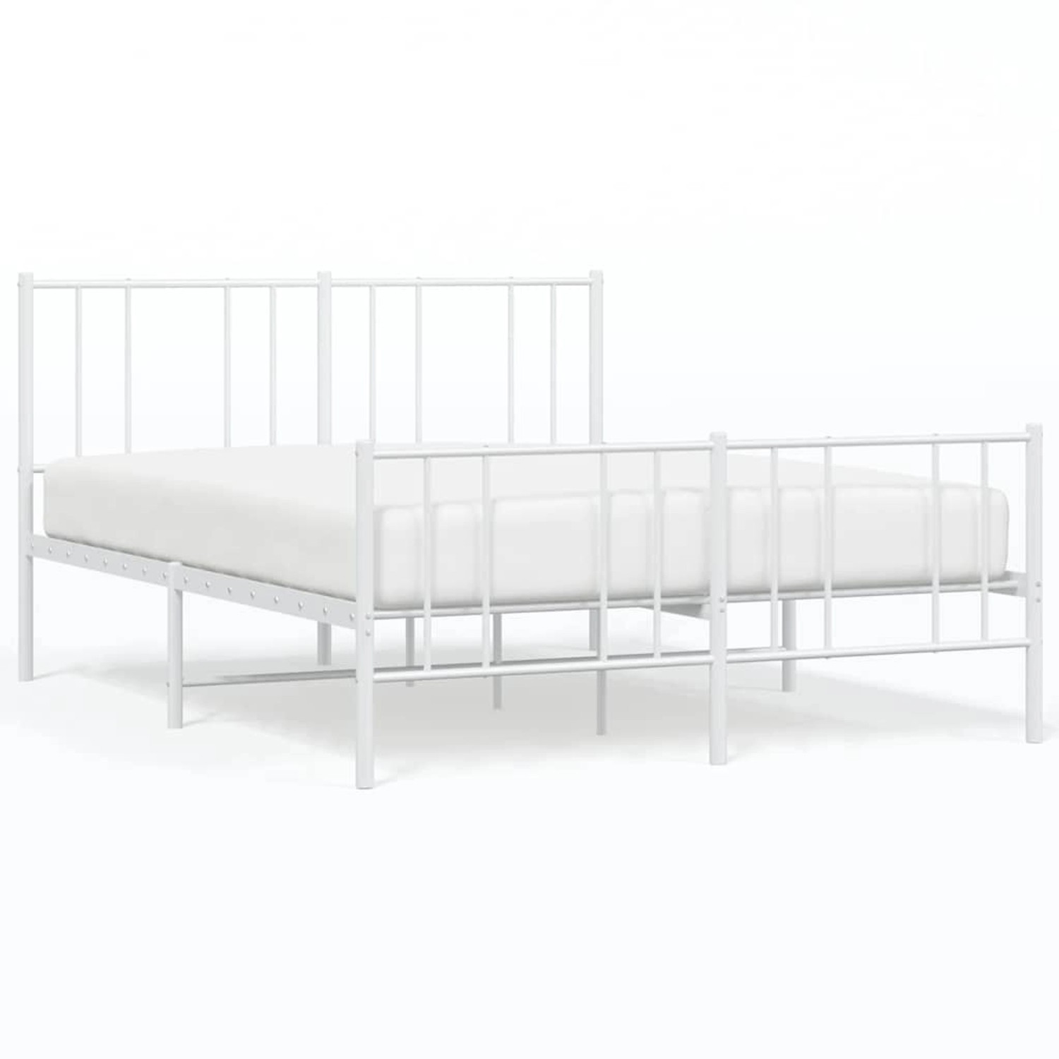 vidaXL Bettgestell mit Kopf- und Fußteil Metall Weiß 135x190 cm 352546 günstig online kaufen