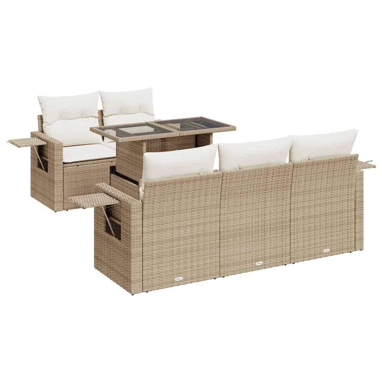 vidaXL 6-Tlg Garten-Sofagarnitur mit Kissen Beige Poly Rattan 3326409 günstig online kaufen