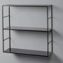 Schwarzes Metall-Regal Pinnock mit 3 Böden, 60x60x20 cm, zur Wandmontage.