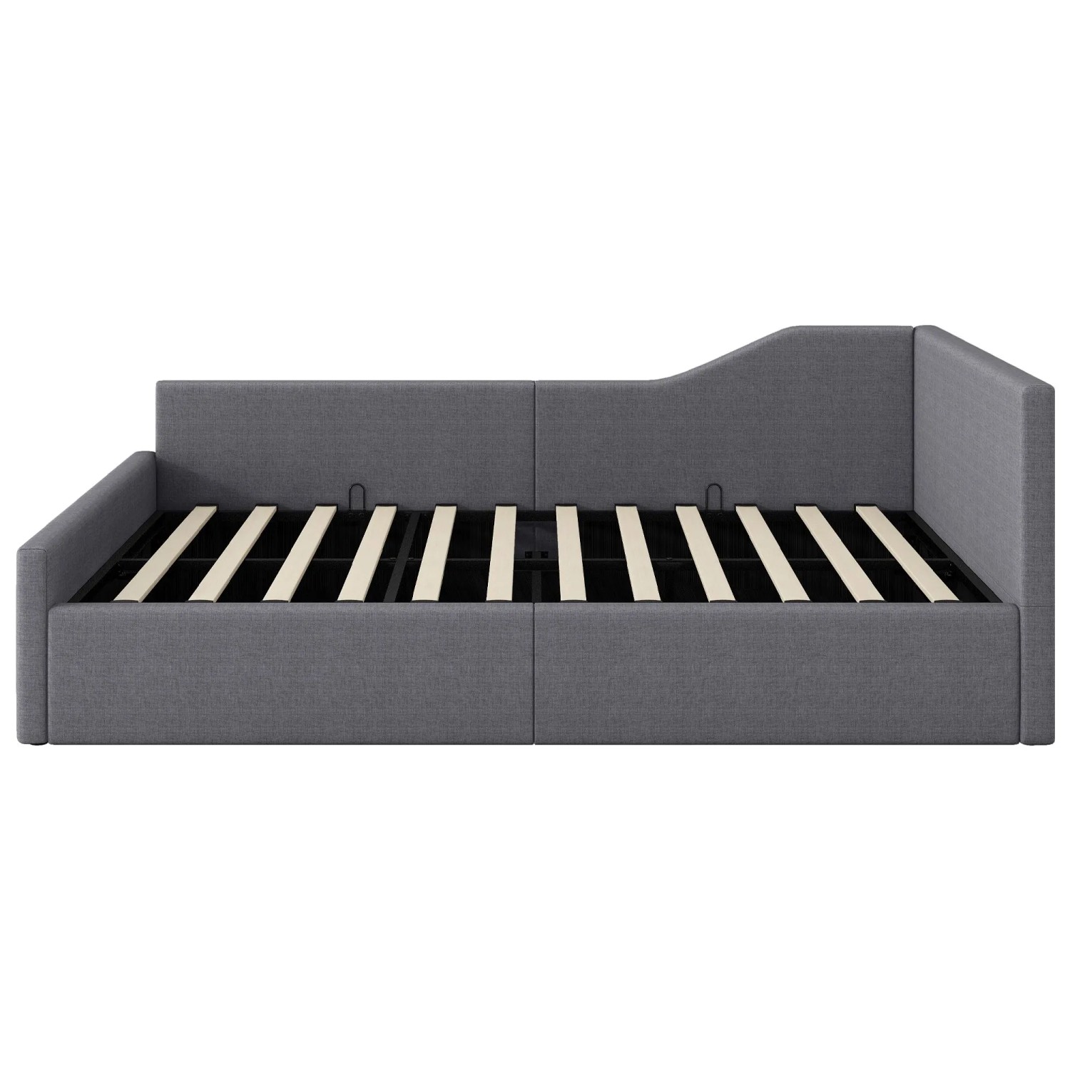 KOMHTOM Gepolstertes 140x200Cm Tagesbett Mit Stauraum Darunter Leinen+Mdf+Sperrholz Grau Ohne Matratze