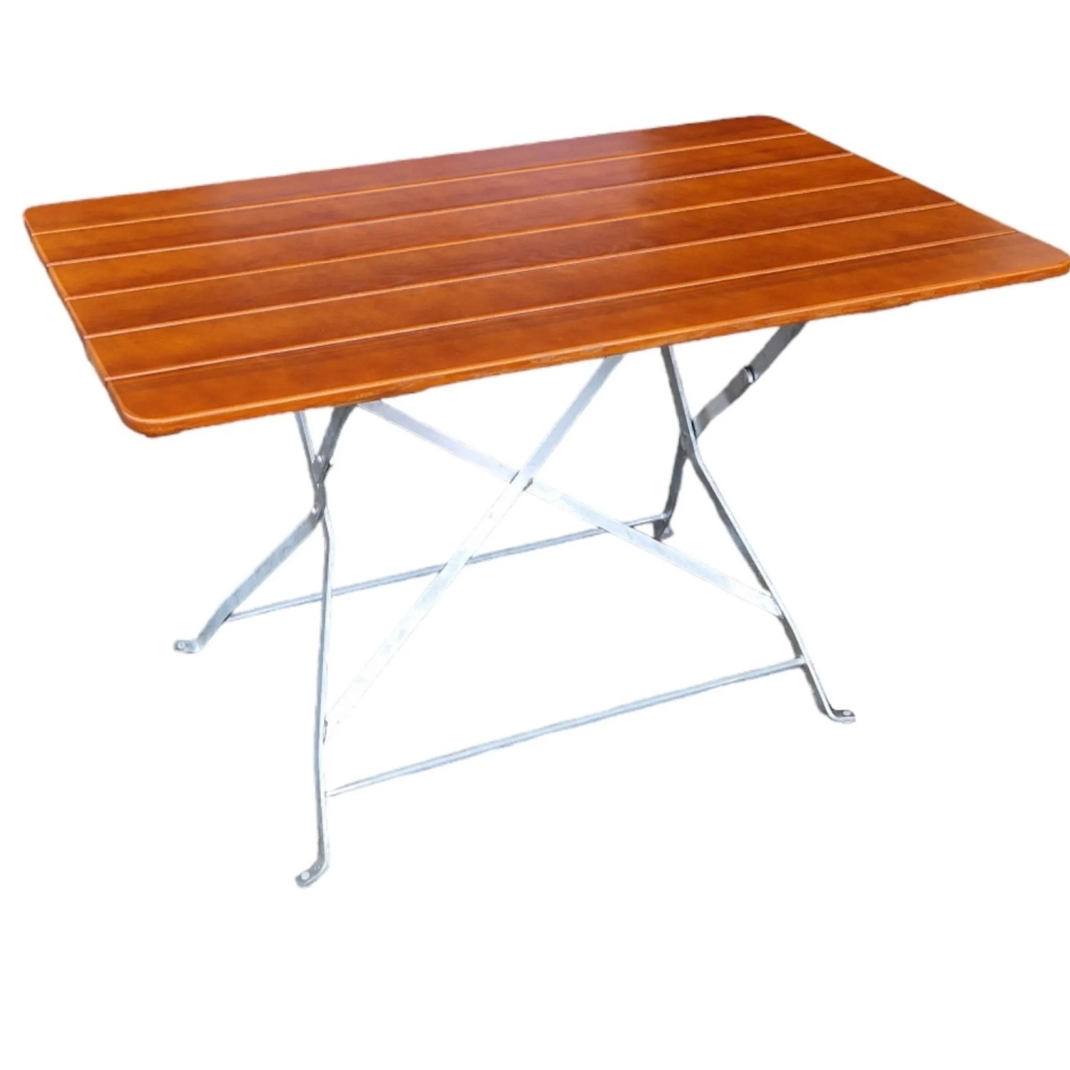 CHEFGASTRO Biergartentisch BERGTAL Made In Germany HxBxT 74x120x70cm Klappbar Wetterfest & UV-beständig Eschenholz Silber/Braun 4 Peronen
