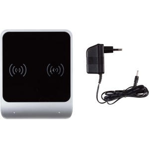 Induktives 2 in 1 Ladegerät mit Netzteil zum kabellosen Laden von zwei Geräten.