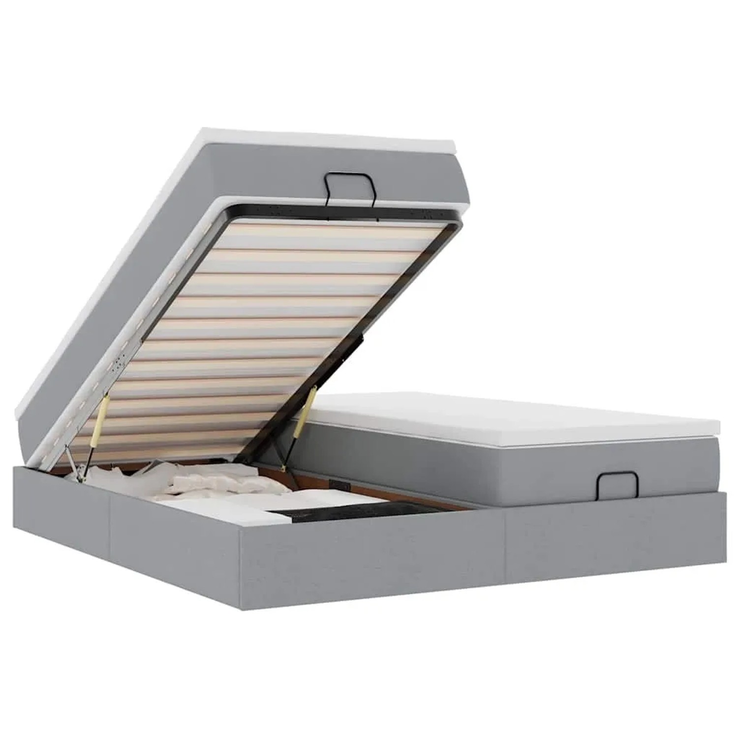 vidaXL Ottoman-Bett mit Matratzen Hellgrau 180x200 cm Stoff 3311241