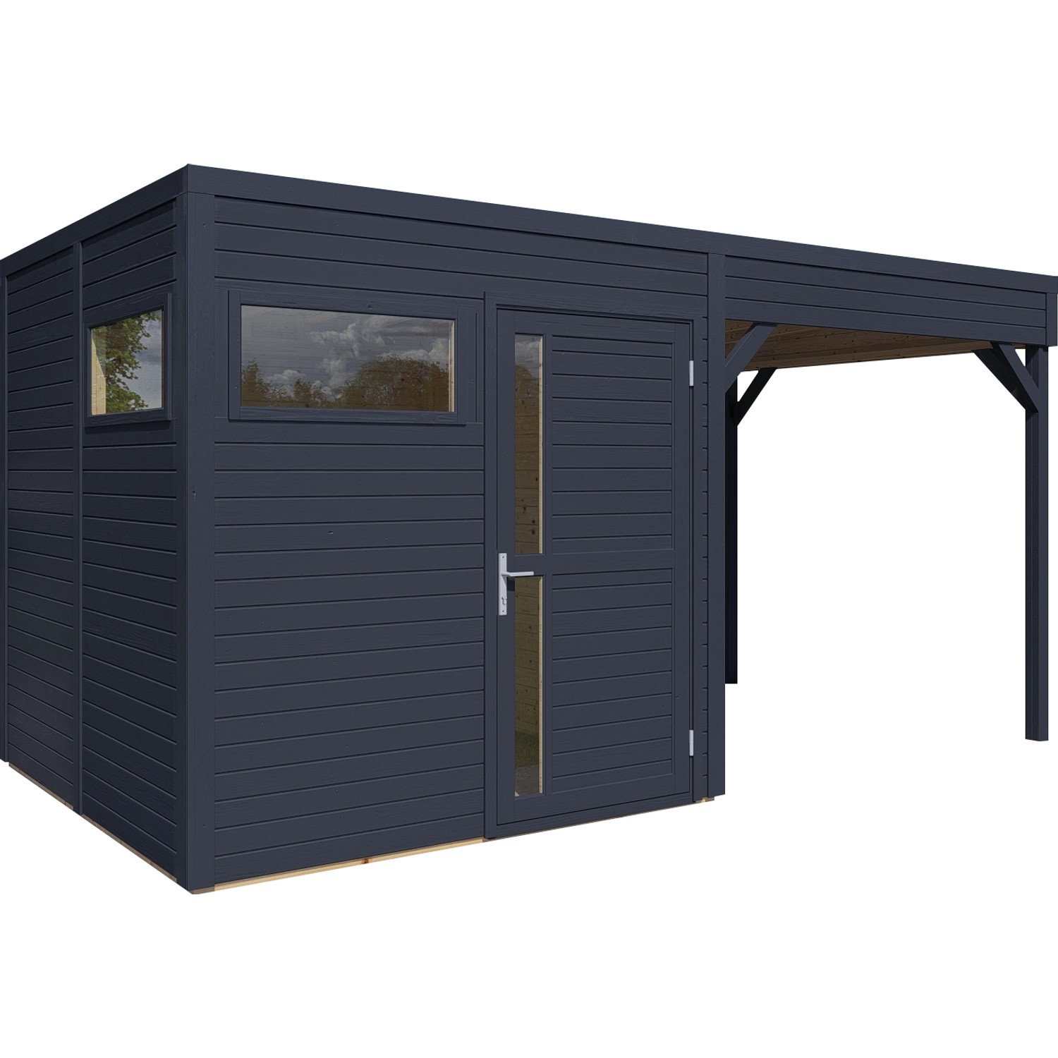 Bertilo Holz-Gartenhaus Cubus 2 Lounge Anthrazit 449 cm x 234 cm FSC®