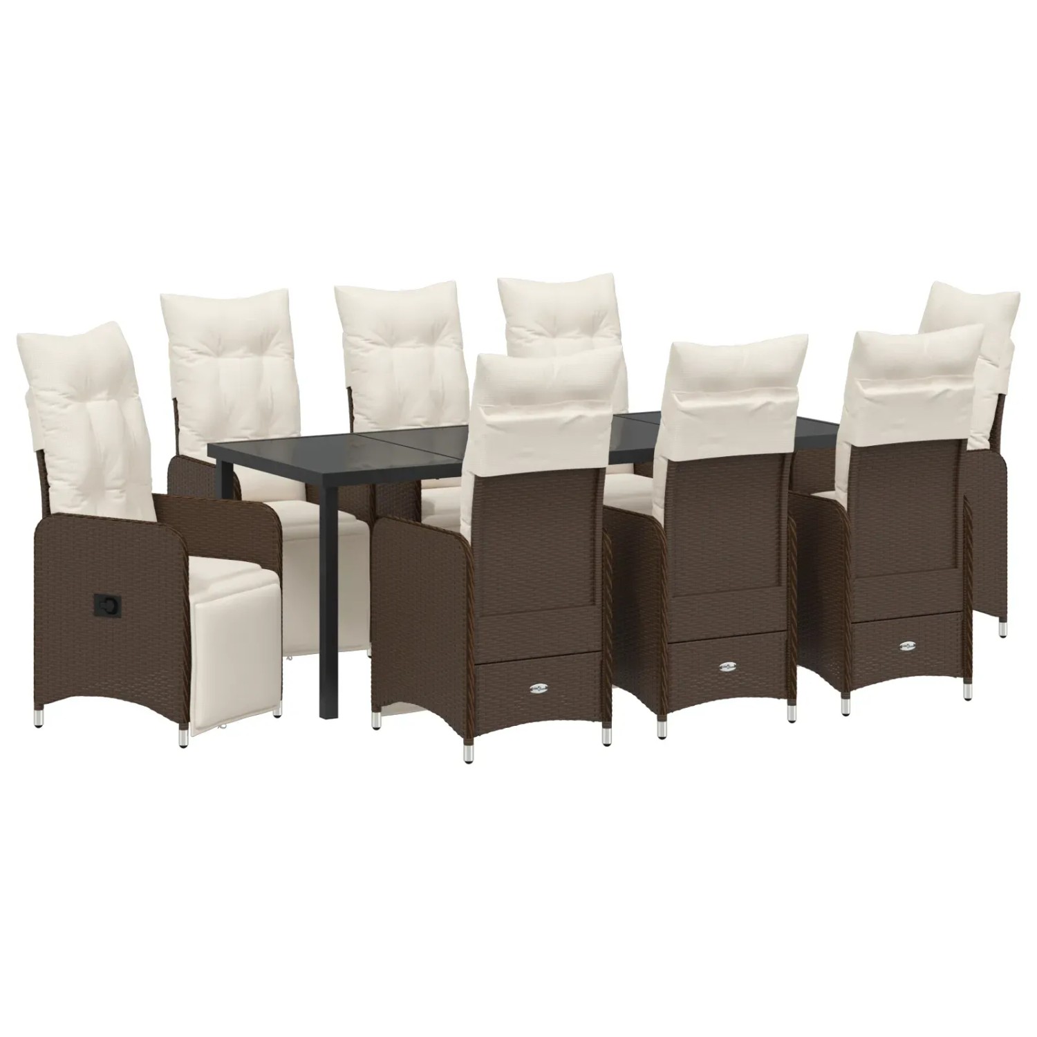 vidaXL 9-Teiliges Garten-Esszimmer-Set mit Kissen in Braun aus Poly Rattan 3379673