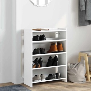 vidaXL Schuhregal Weiß 60x25x81 cm Holzwerkstoff 859878