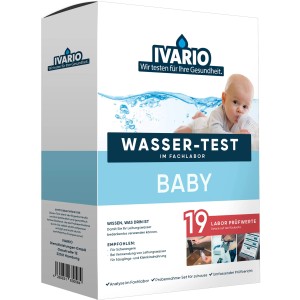 Ivario Wassertest Baby für 19 Prüfwerte zur Analyse von Trinkwasser auf Schadstoffe. Geeignet für Babynahrung.