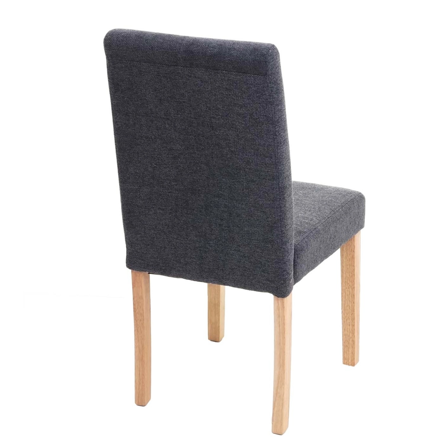 MCW Esszimmerstuhl Littau 2er-Set, anthrazitgrauer Textilbezug, helle Holzbeine, Rückansicht.