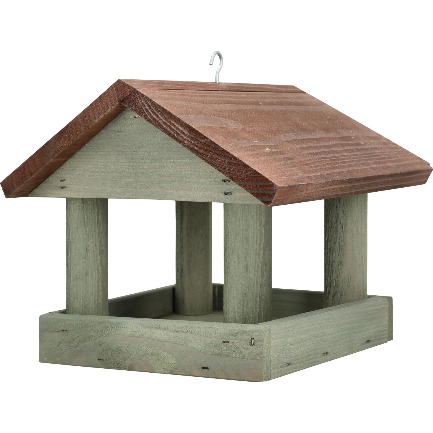 Vogelhaus aus Holz 24 cm 26 cm x 26 cm Moosgrau-Braun
