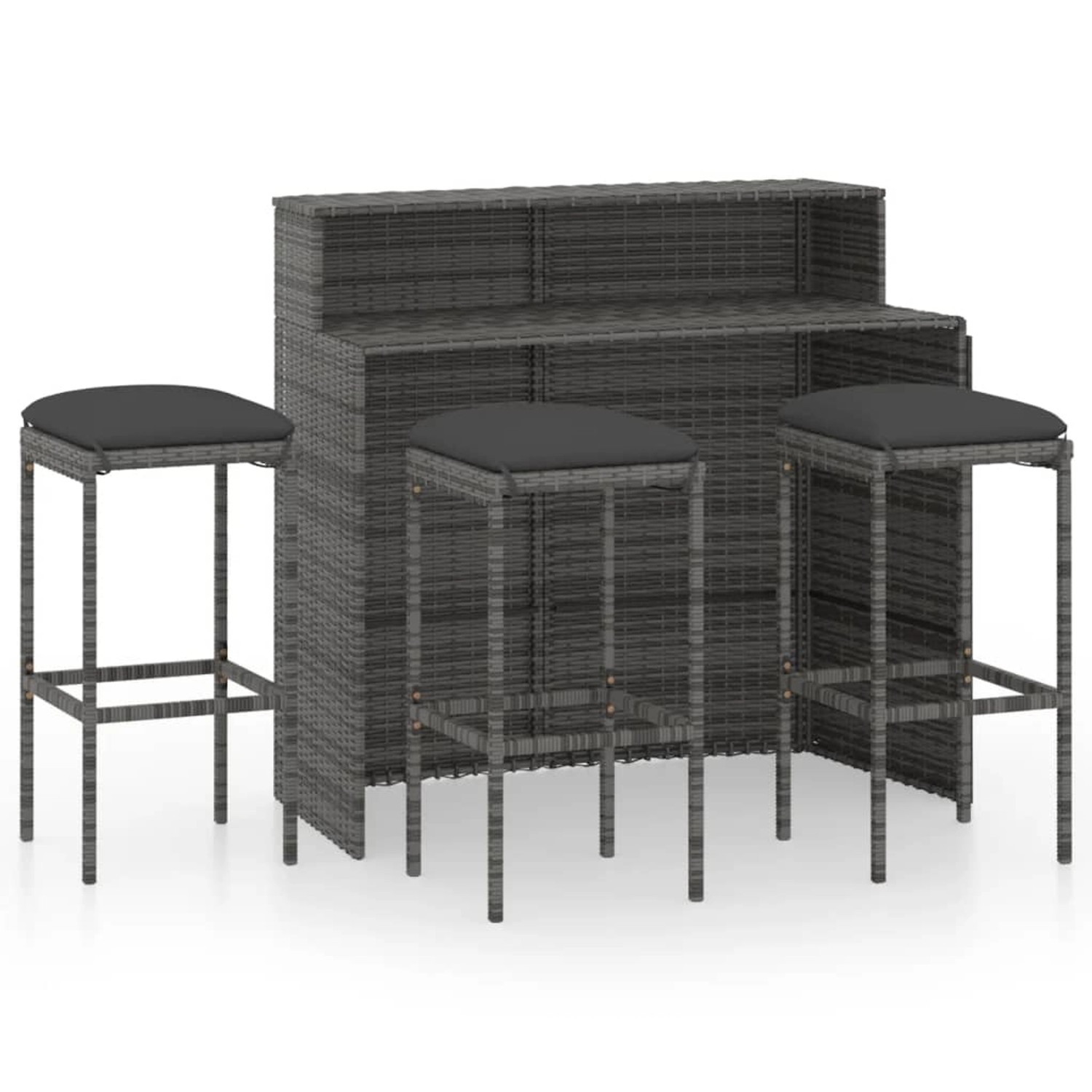 vidaXL 4-Tlg Gartenbar-Set mit Kissen Grau 3064877