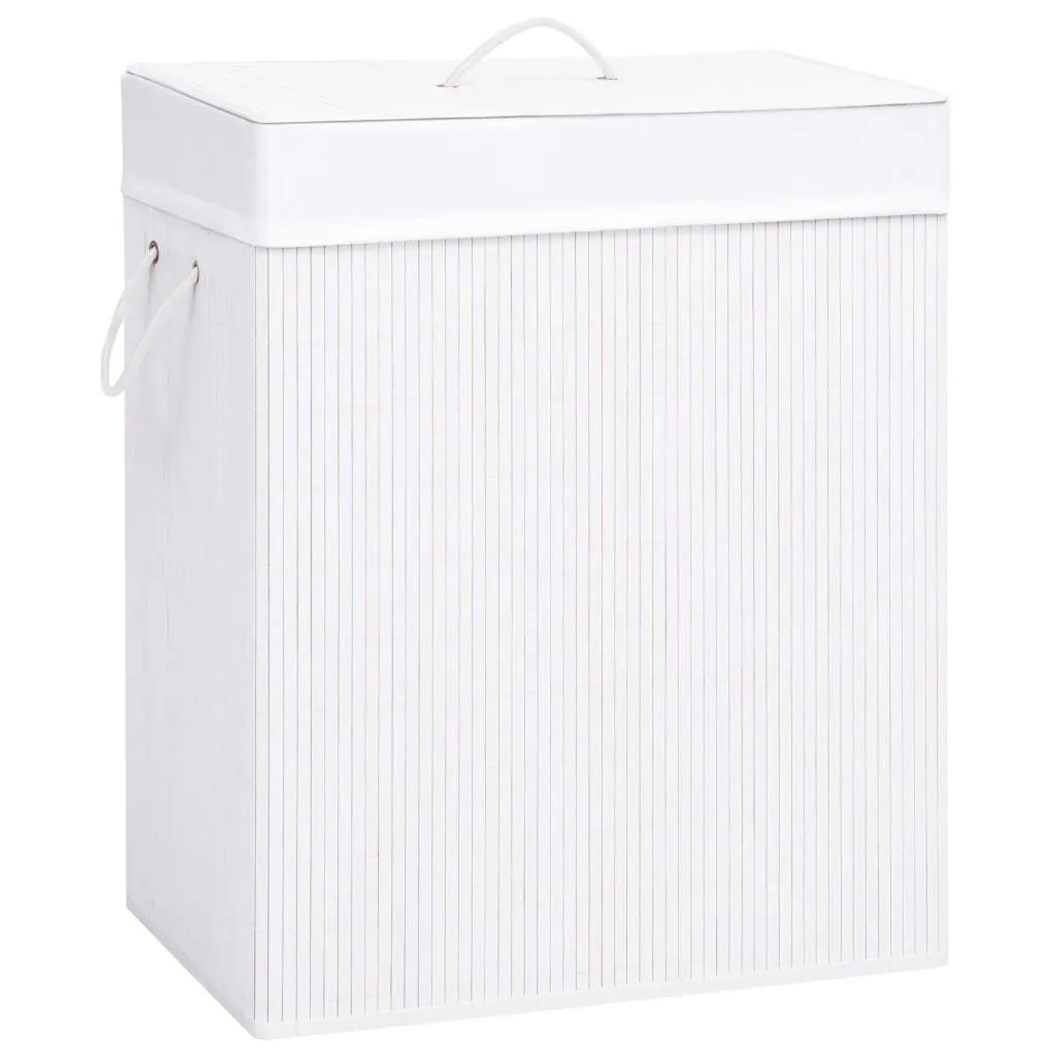 vidaXL Bambus-Wäschekorb mit 2 Fächern Weiß 100 L 320744