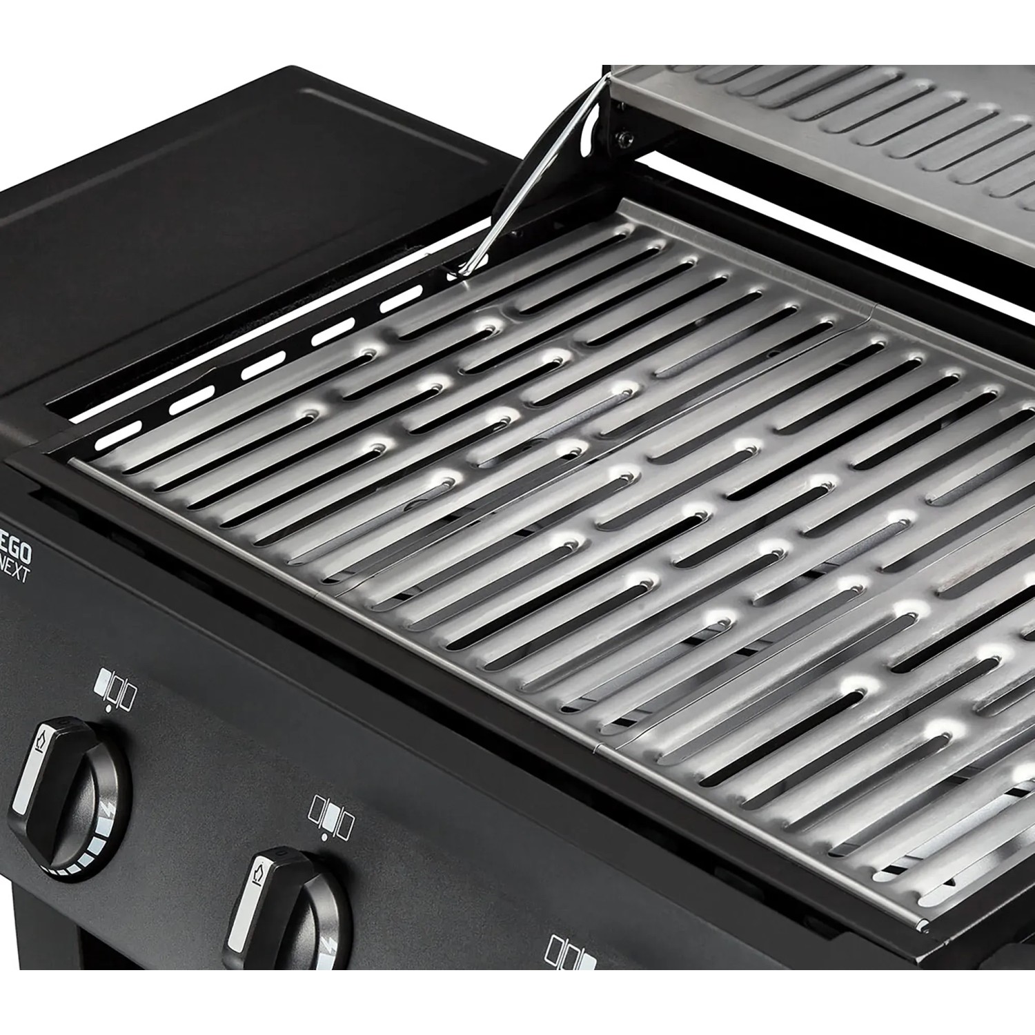 Detailaufnahme: Enders Gasgrill San Diego Next 3 mit Edelstahlrost und 3 Brennern.