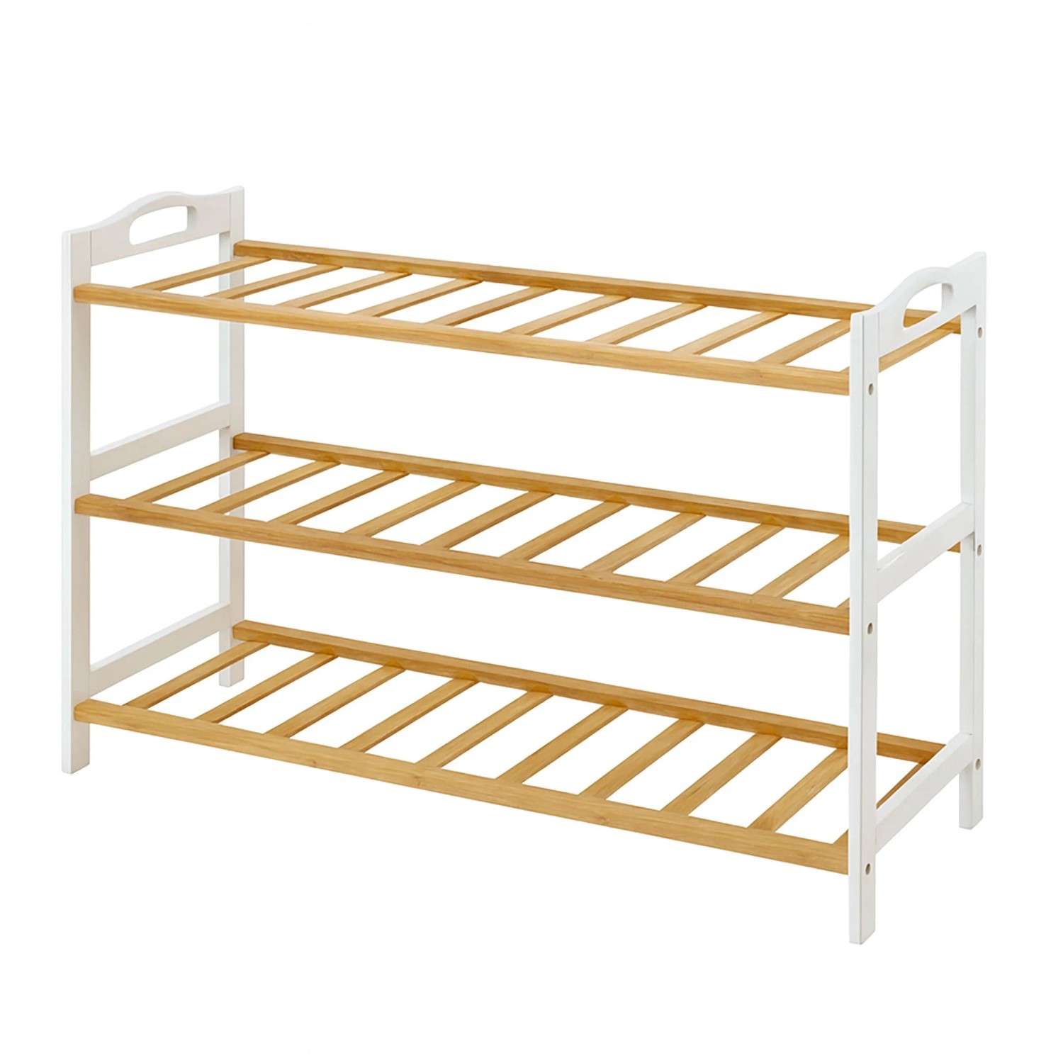 Relaxdays Schuhregal Bambus Weißbraun Platzsparend 48 cm x 70 cm x 25 cm