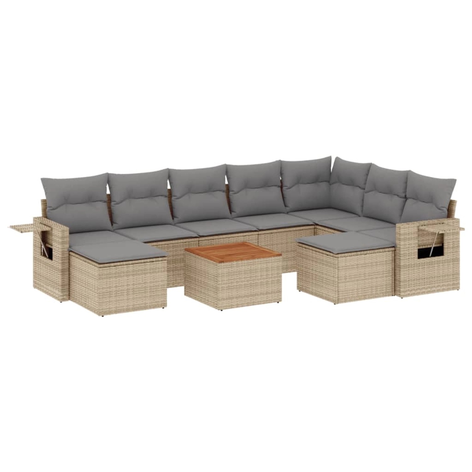 vidaXL 10-Tlg Garten-Sofagarnitur mit Kissen Beige Poly Rattan 3257179 günstig online kaufen