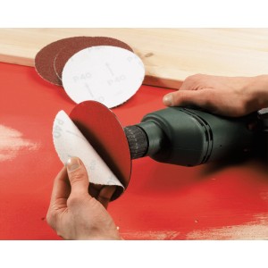 LUX Haftschleifteller 125 mm mit Schleifscheibe an Bohrmaschine. Zubehör für Bohrer.