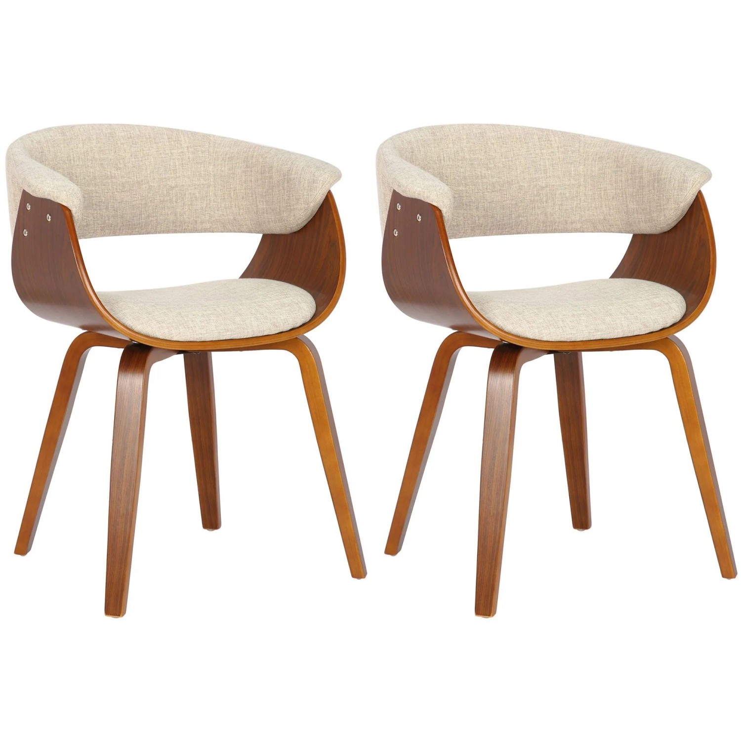 Clp 2er Set Esszimmerstuhle Bruce Stoff Walnuss/Creme
