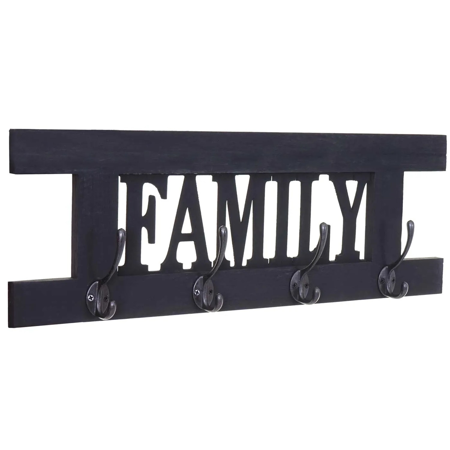 MCW Wandgarderobe C60, 2-teilig, dunkelgrau, mit Schriftzug "Family" und 4 Haken.
