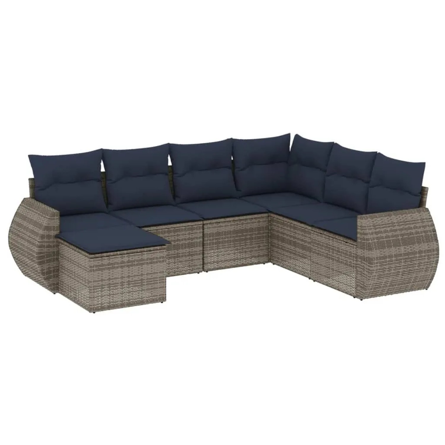 vidaXL 7-Tlg Gartensofa-Set mit Kissen Grau Polyrattan 3221700 günstig online kaufen