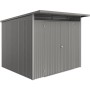 Biohort Metall-Gerätehaus AvantGarde ECO A6, quarzgrau-metallic, mit Doppeltür.