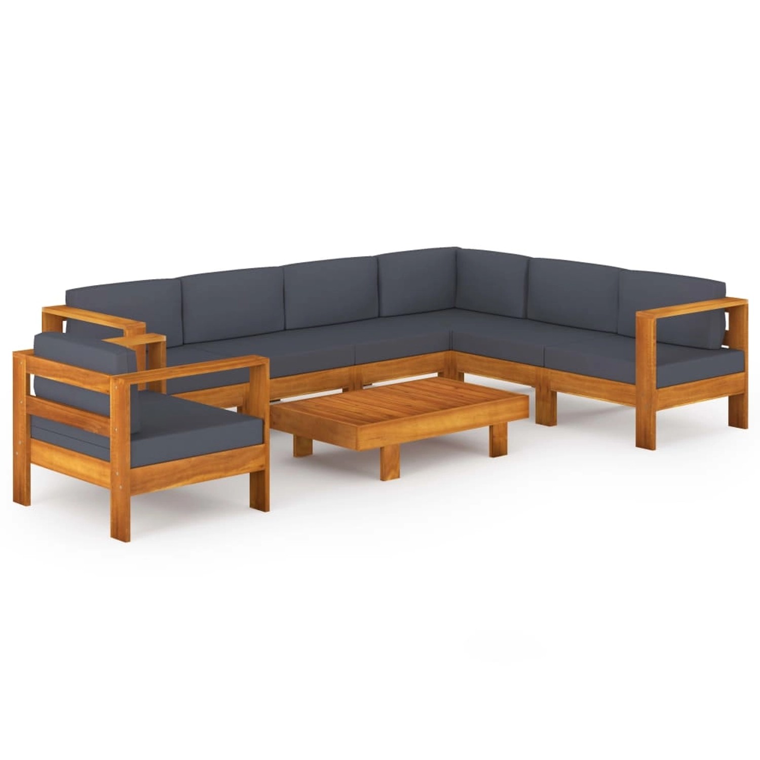 vidaXL 8-tlg Garten-Lounge-Set mit Dunkelgrauen Auflagen Akazienholz Modell 2