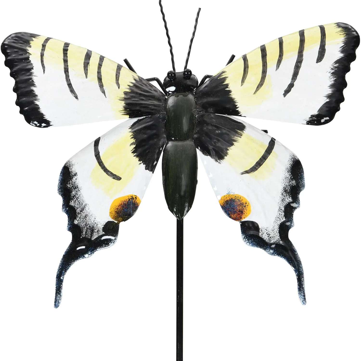 Gartenstecker Schmetterling, 95 cm, hellgelb, aus Metall für Beet und Kübel.