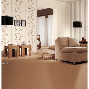 Wohnraum mit A.S. Creation Vliestapete Avanti Uni Creme mit Rankenmuster und Streifen.