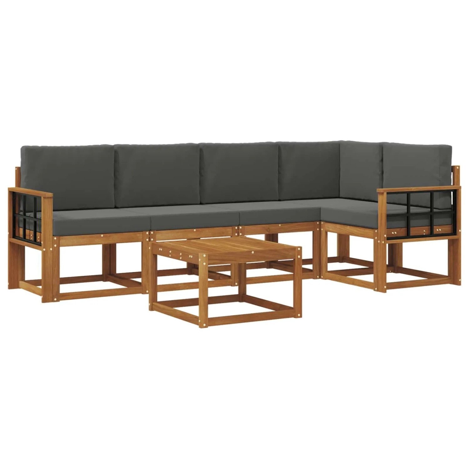 vidaXL Outdoor-Sofagarnitur mit Kissen 6 Stk Natur und Anthrazit 3366440