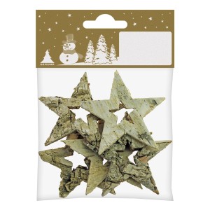 Birkensterne aus Rinde, 5 Stück, Ø 5cm, Weihnachtsdeko für Tisch und Fenster.