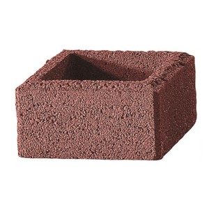 Braunes Pfeilerelement für Gartenmauer-Systeme, strukturiert.