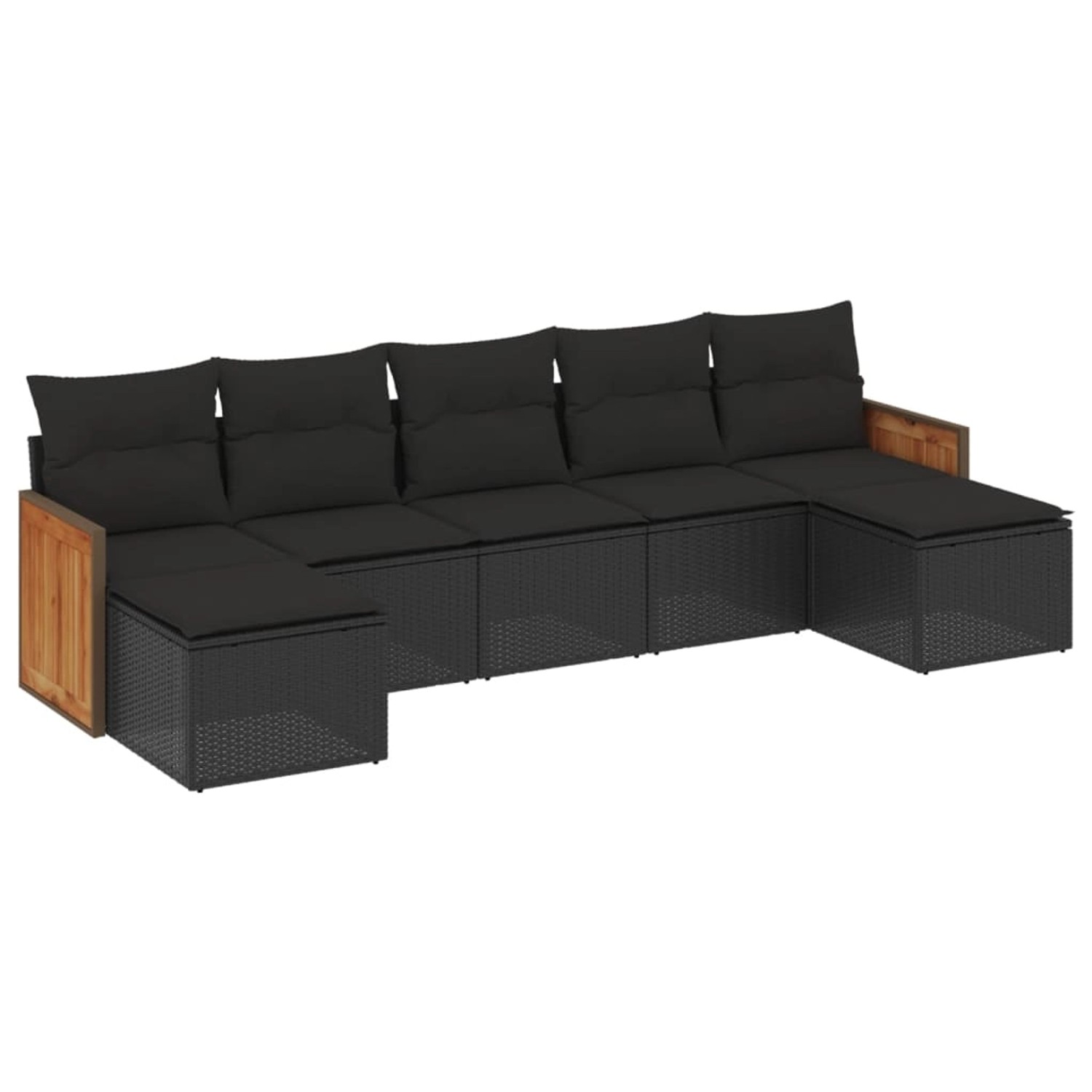 vidaXL 7-Tlg Garten-Sofagarnitur mit Kissen Schwarz Poly Rattan 3227910 günstig online kaufen
